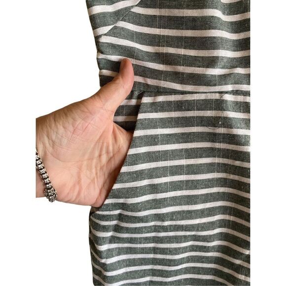 Women’s striped 100% cotton, fully lined green and white jumpsuit s/small - Picture 4 of 5